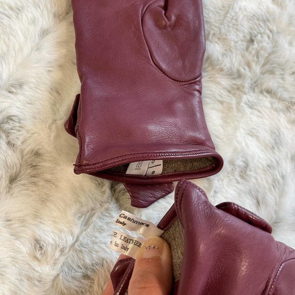 Vintage Gloves Mauve Pink Italian Leather 100% Cashmere Lining Size 6 - Picture 11 of 14